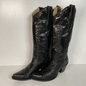 Corral Tall Full Cobra Snakeskin Cowgirl Boots 7.5 M Exotic Mule Ear Snip Toe